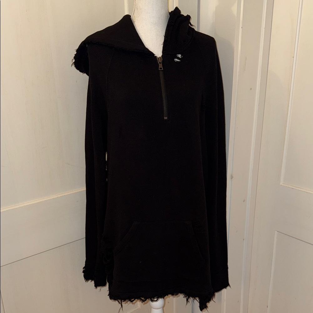 Baja East Black Distressed Hoodie